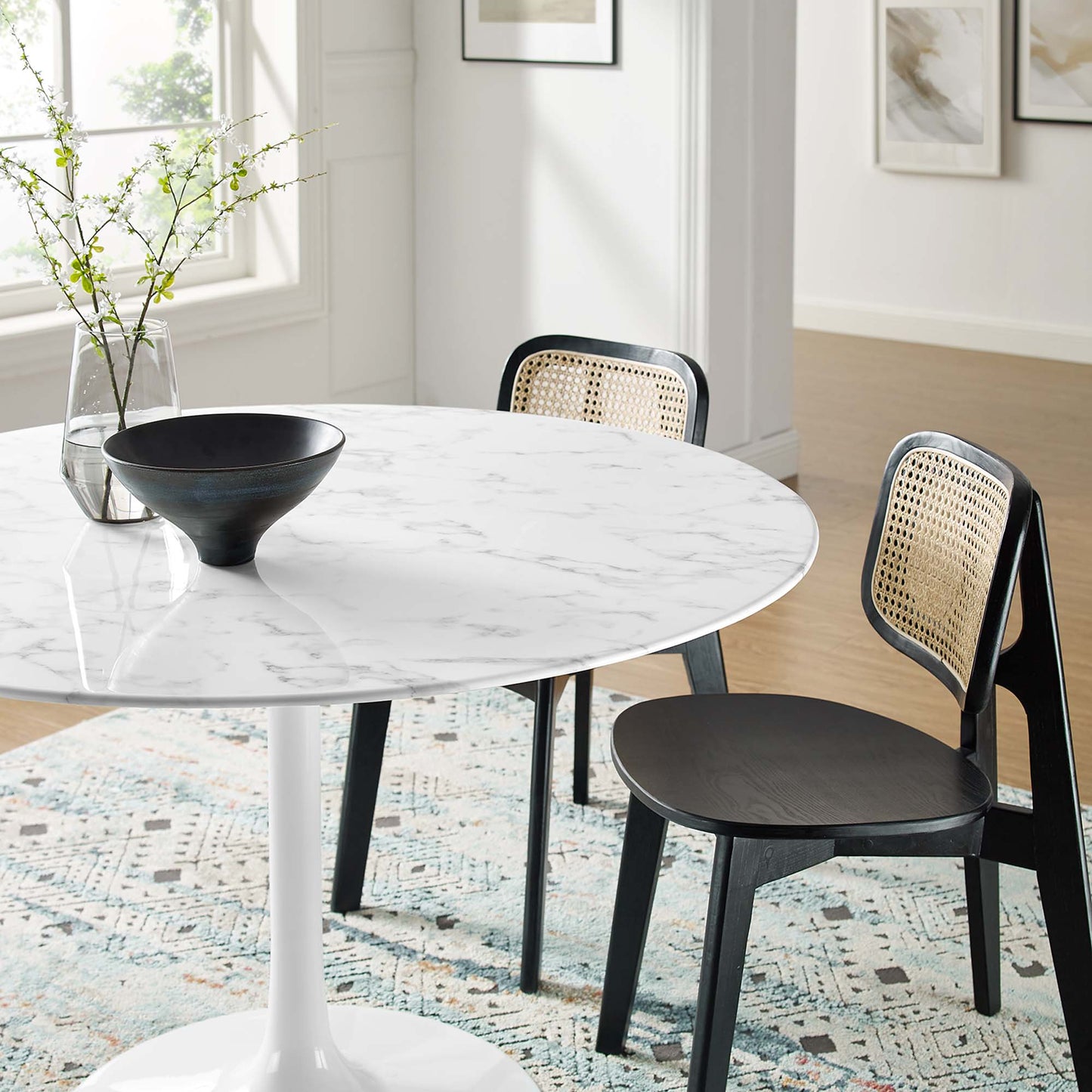 Lippa 48" Round Faux Marble Dining Table by Furniture For America