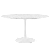 Lumen 54" Round Faux Marble Dining Table in White