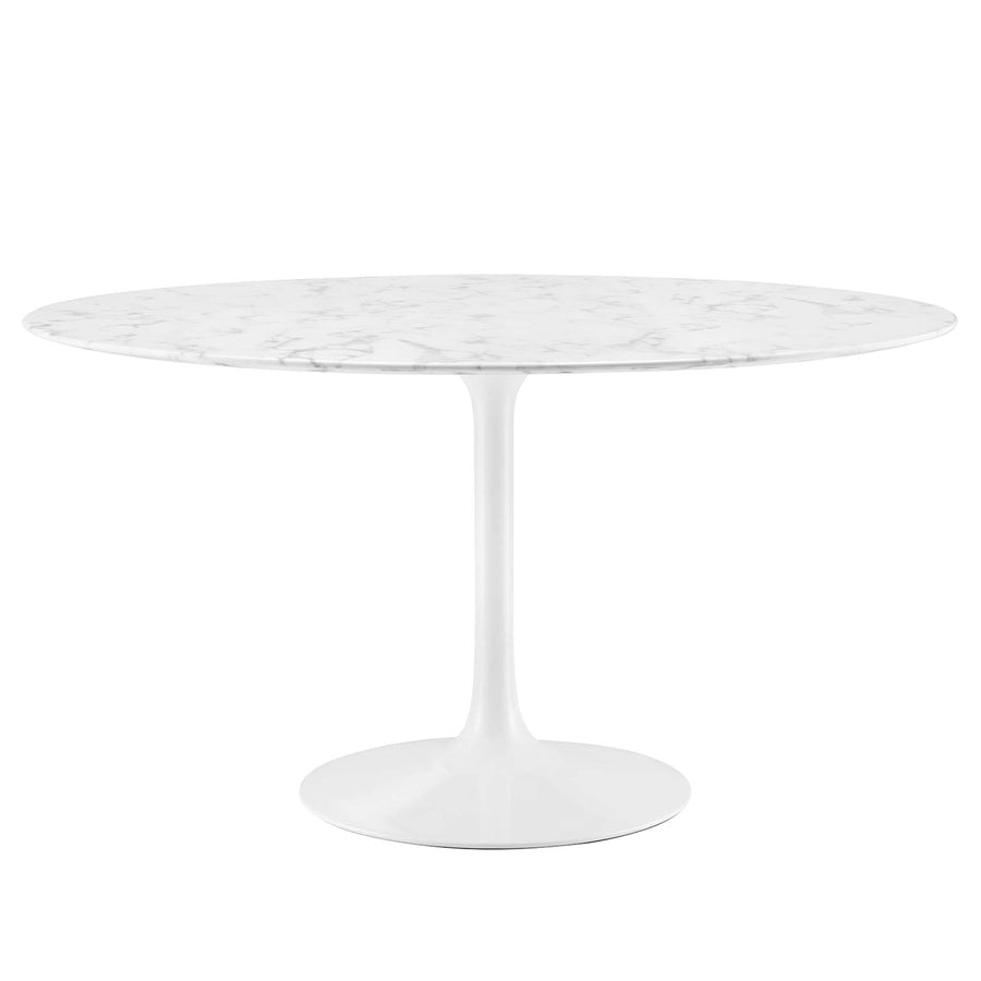 Lumen 54" Round Faux Marble Dining Table in White
