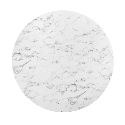 Lippa 54" Round Faux Marble Dining Table in White