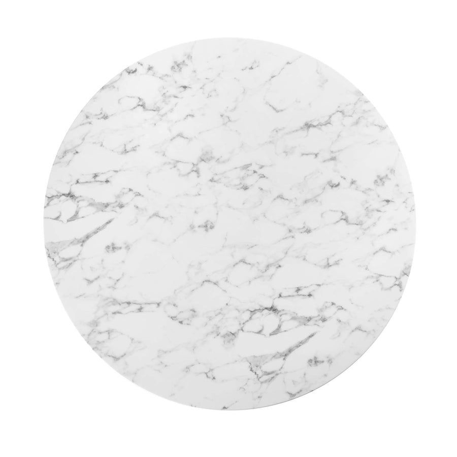 Lumen 54" Round Faux Marble Dining Table in White