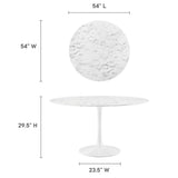 Lumen 54" Round Faux Marble Dining Table in White