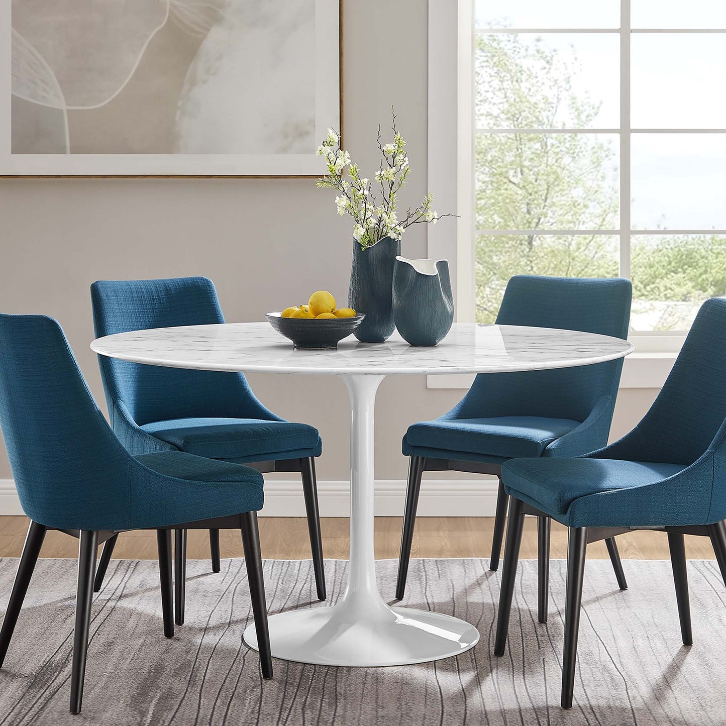 Lippa 54" Round Faux Marble Dining Table by Furniture For America
