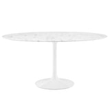Lumen 60" Round Faux Marble Dining Table in White