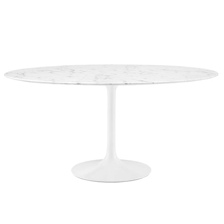 Lippa 60" Round Faux Marble Dining Table in White