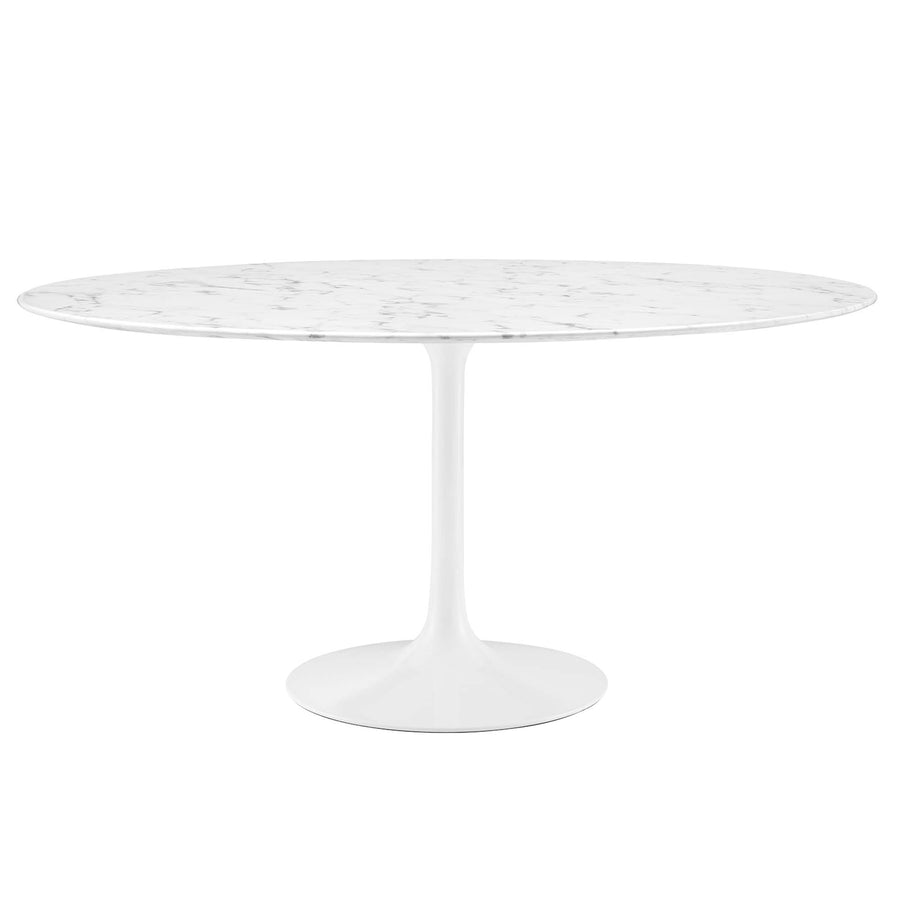 Lumen 60" Round Faux Marble Dining Table in White