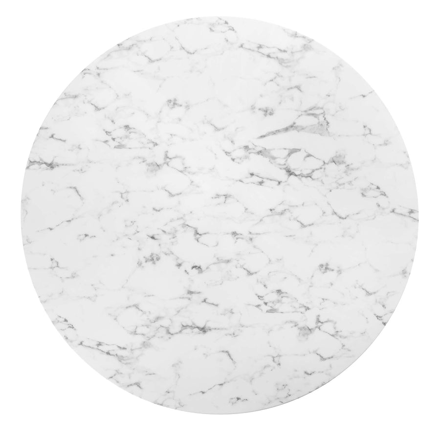 Lumen 60" Round Faux Marble Dining Table in White