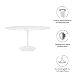 Lumen 60" Round Faux Marble Dining Table in White
