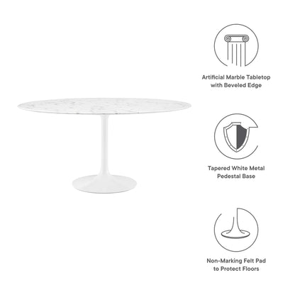Lippa 60" Round Faux Marble Dining Table by Furniture For America