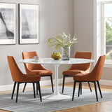 Lumen 60" Round Faux Marble Dining Table in White