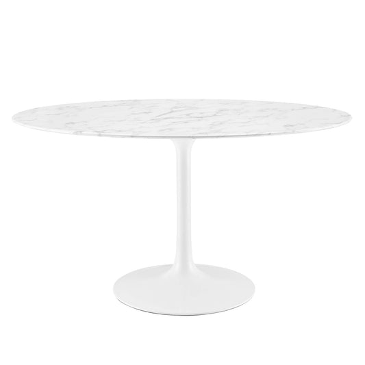 Lippa 54" Oval Faux Marble Dining Table by Furniture For America
