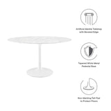 Lumen 54" Oval Faux Marble Dining Table in White