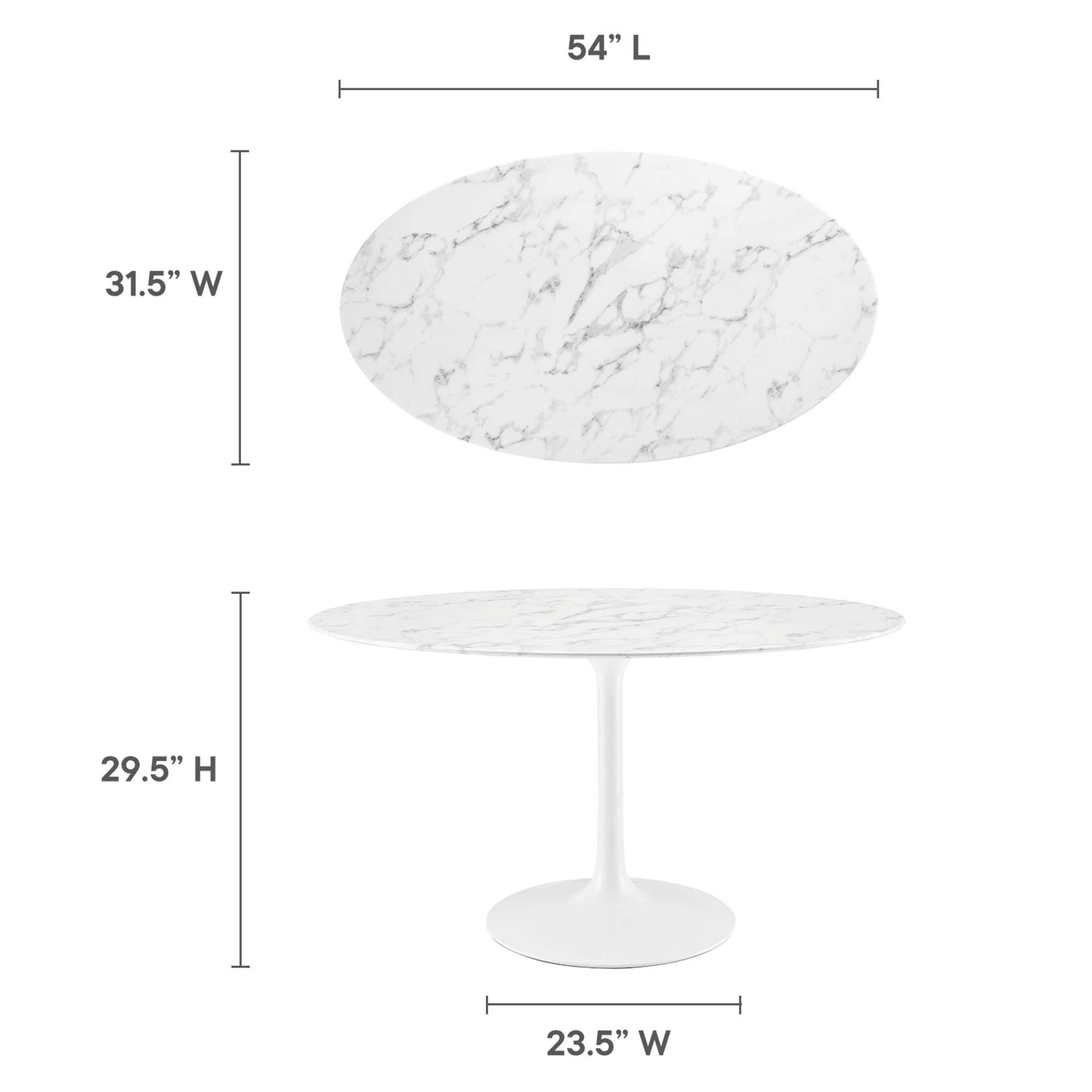 Lippa 54" Oval Faux Marble Dining Table by Furniture For America