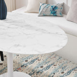 Lumen 54" Oval Faux Marble Dining Table in White