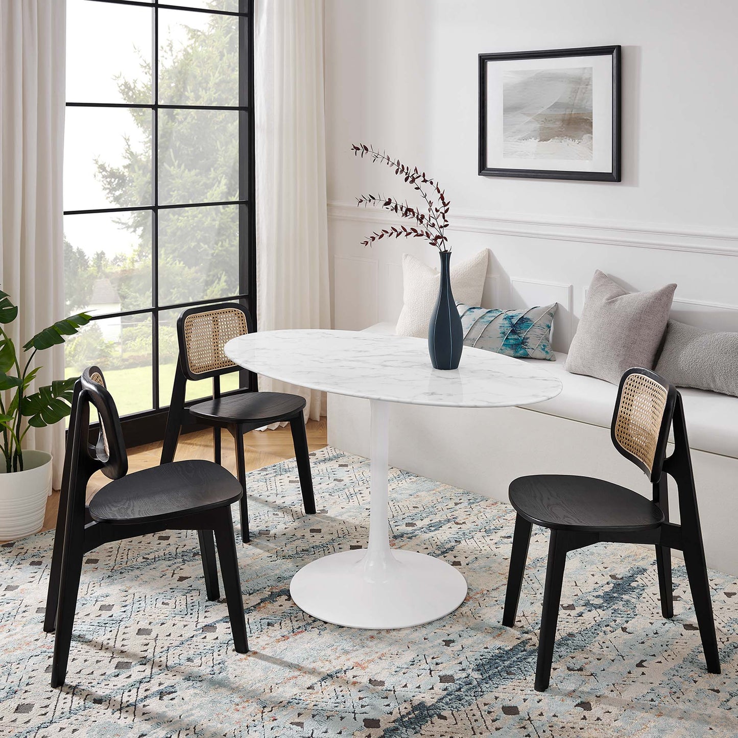 Lippa 54" Oval Faux Marble Dining Table by Furniture For America