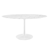 Lumen 60" Oval Faux Marble Dining Table in White