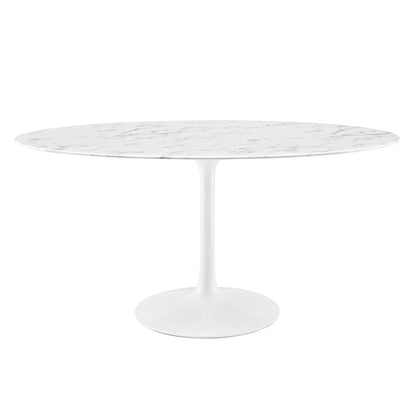 Lippa 60" Oval Faux Marble Dining Table by Furniture For America
