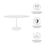 Lumen 60" Oval Faux Marble Dining Table in White