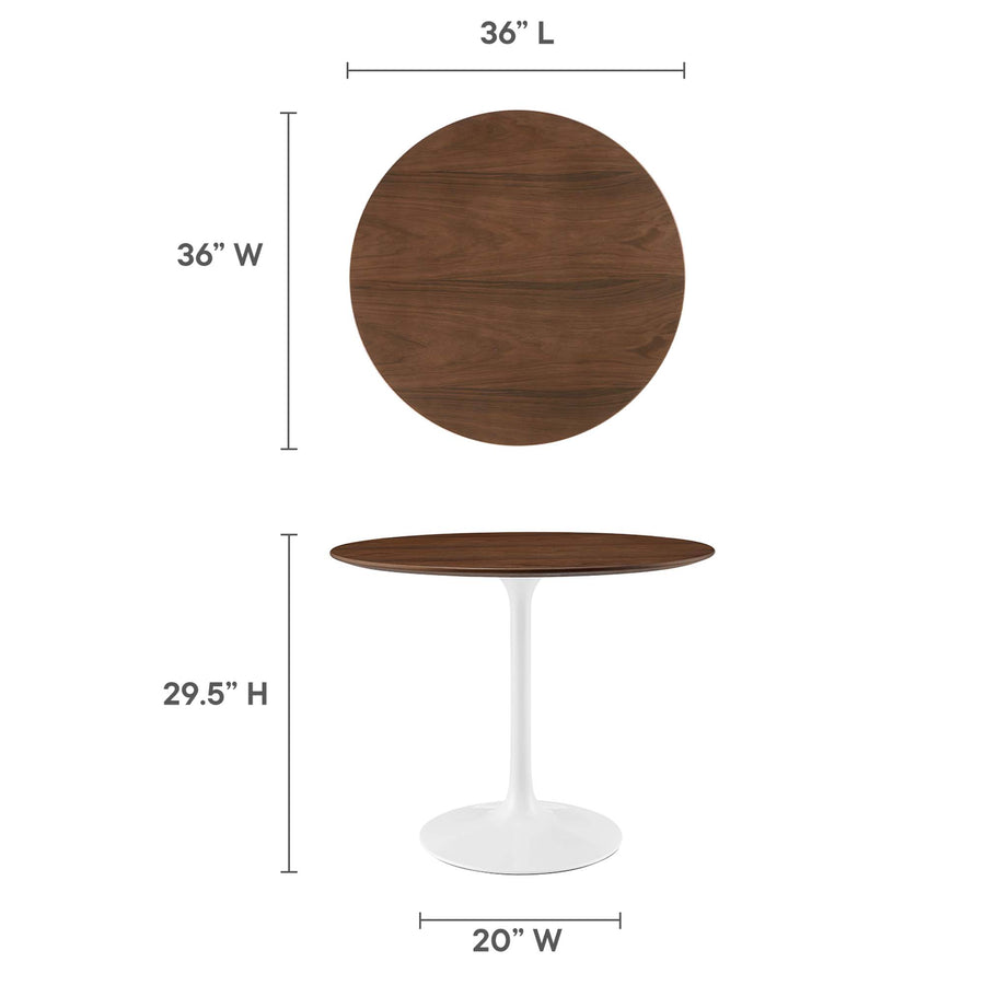 Lumen 36" Round Wood Dining Table in Walnut