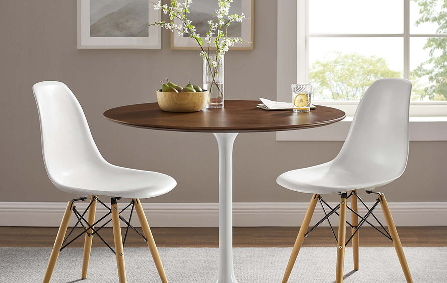 Lumen 36" Round Wood Dining Table in Walnut