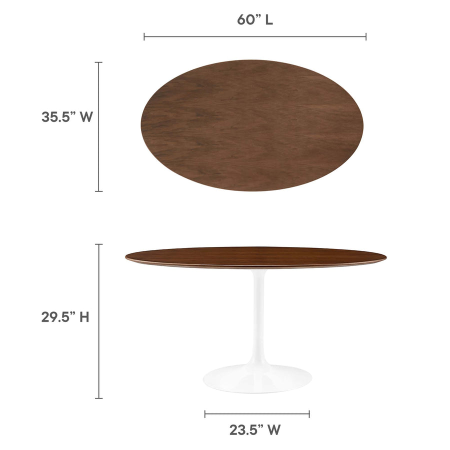 Lumen 60" Oval Wood Dining Table in Walnut
