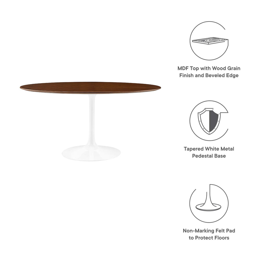 Lumen 60" Oval Wood Dining Table in Walnut