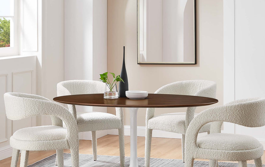 Lumen 60" Oval Wood Dining Table in Walnut