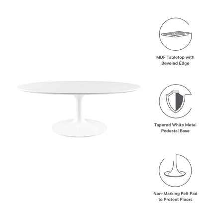 Lippa 42" Oval Wood Coffee Table in White