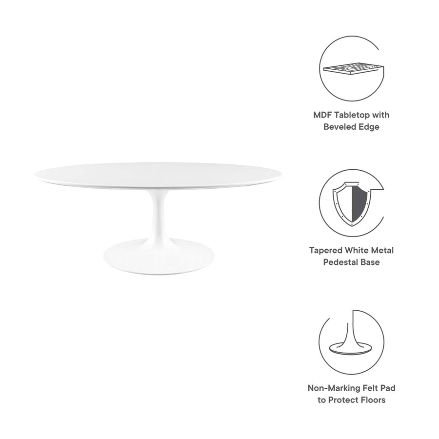 Lumen 42" Oval Wood Coffee Table in White