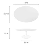 Lumen 42" Oval Wood Coffee Table in White