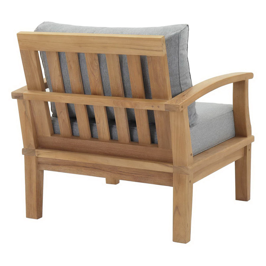Cove Outdoor Patio Teak Armchair in Natural Gray