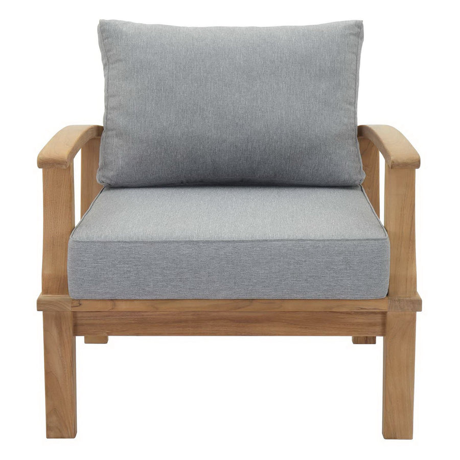 Cove Outdoor Patio Teak Armchair in Natural Gray