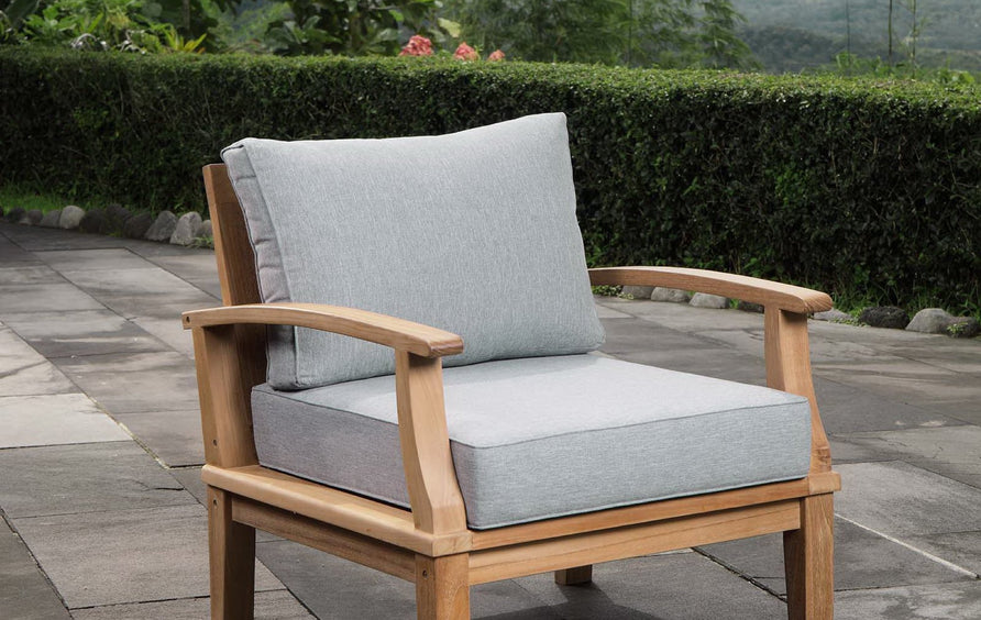 Cove Outdoor Patio Teak Armchair in Natural Gray