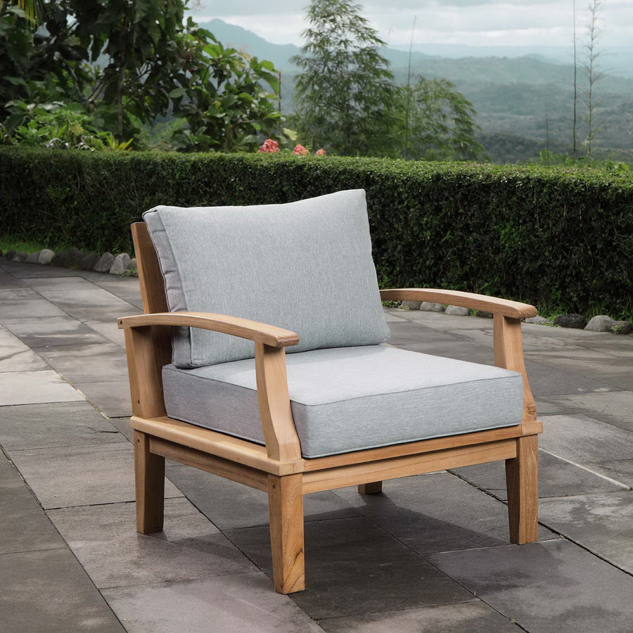 Cove Outdoor Patio Teak Armchair in Natural Gray