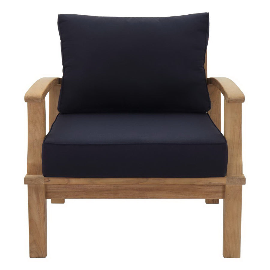 Cove Outdoor Patio Teak Armchair in Natural Navy