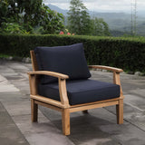 Cove Outdoor Patio Teak Armchair in Natural Navy