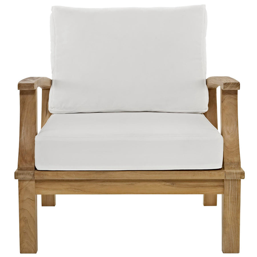 Cove Outdoor Patio Teak Armchair in Natural White