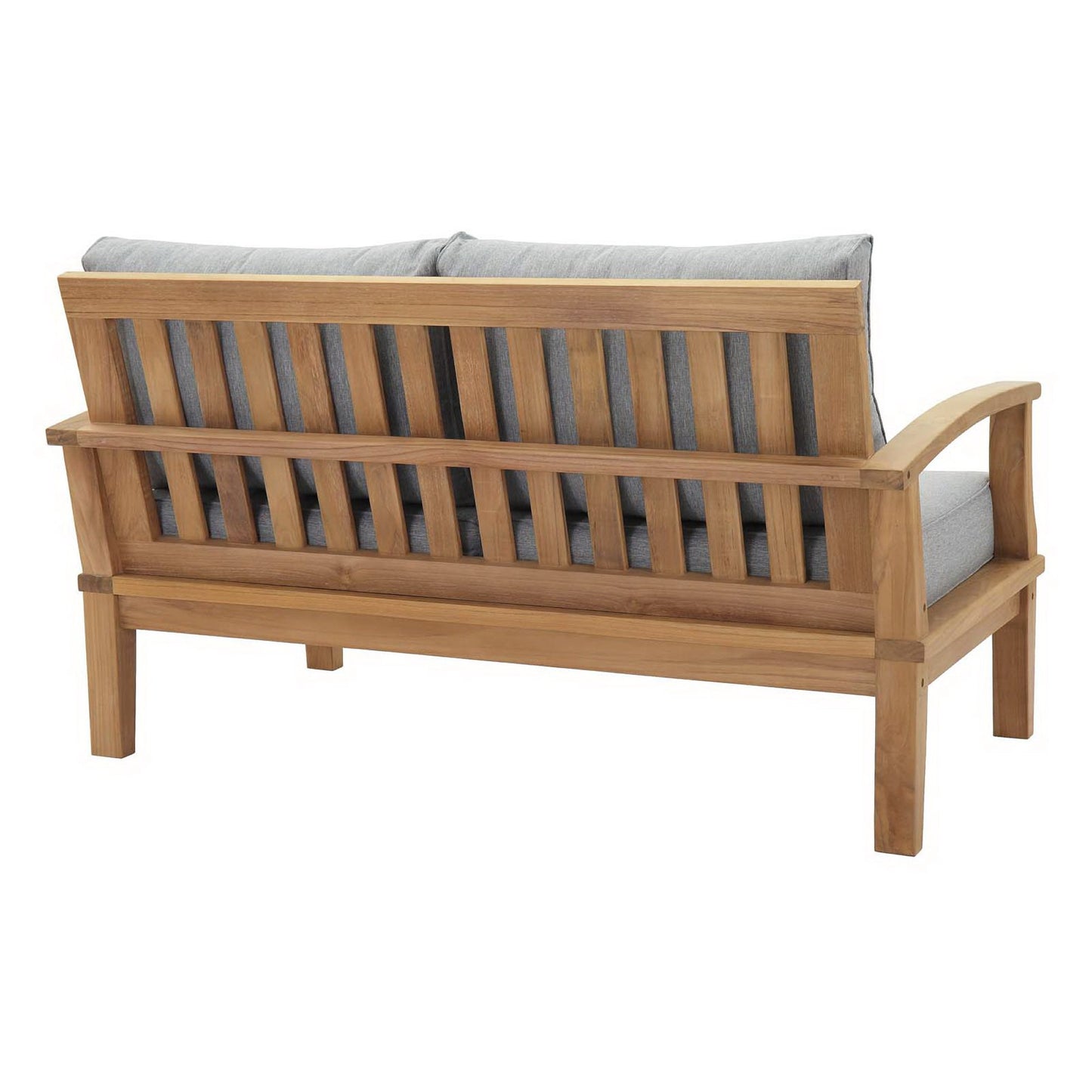 Cove Outdoor Patio Teak Loveseat in Natural Gray