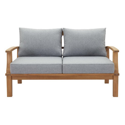 Marina Outdoor Patio Teak Loveseat in Natural Gray