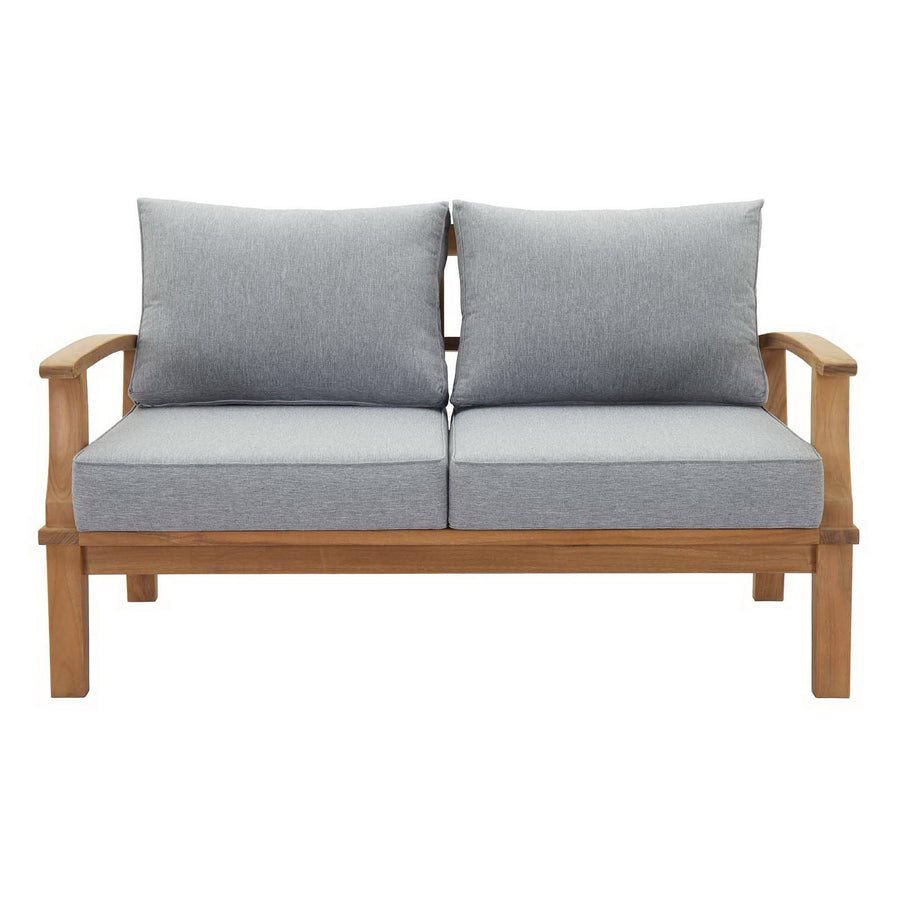 Cove Outdoor Patio Teak Loveseat in Natural Gray