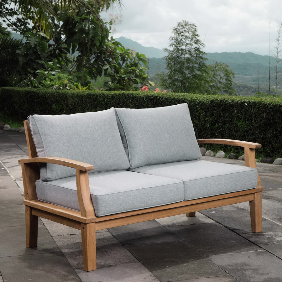 Cove Outdoor Patio Teak Loveseat in Natural Gray