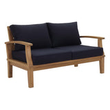 Cove Outdoor Patio Teak Loveseat in Natural Navy