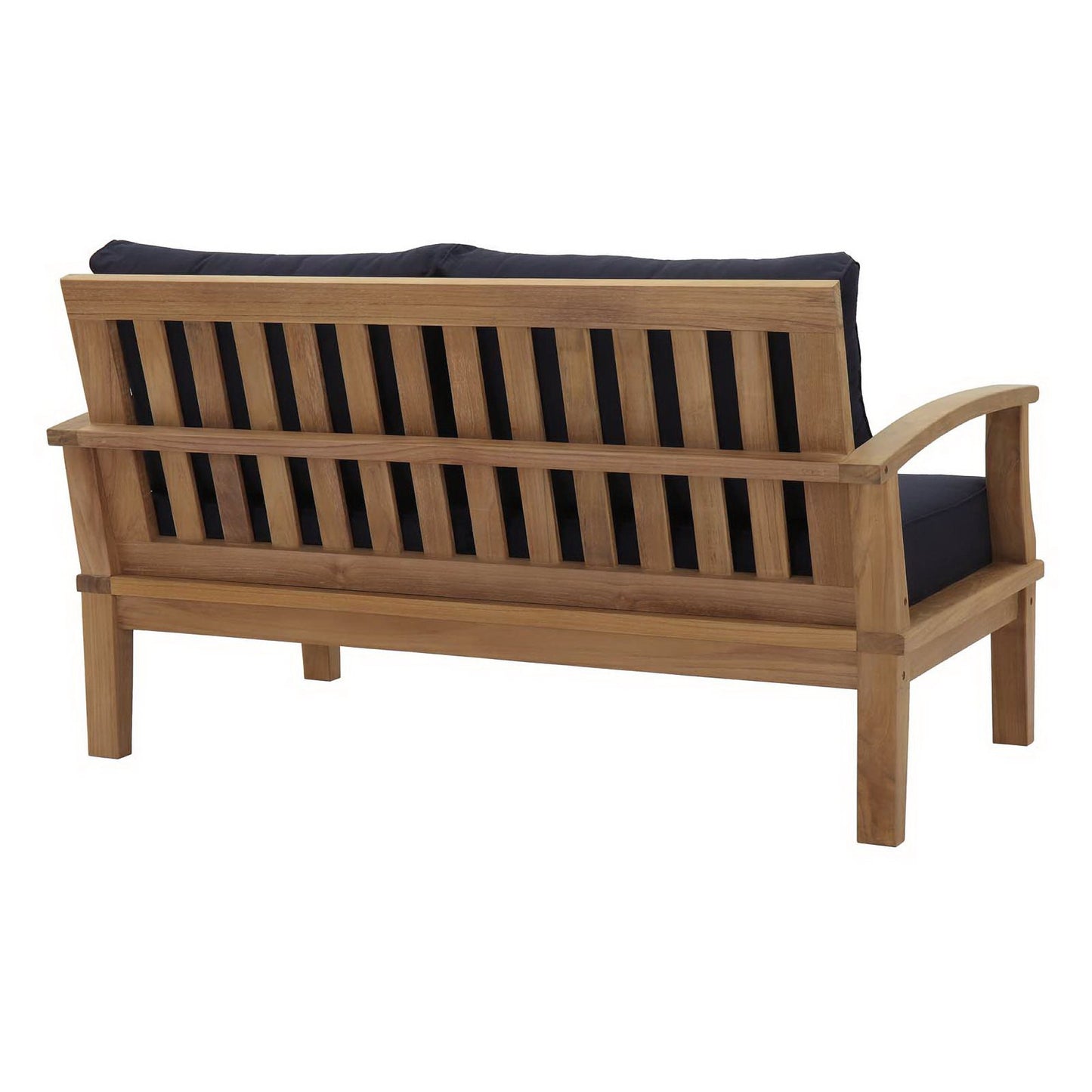 Cove Outdoor Patio Teak Loveseat in Natural Navy