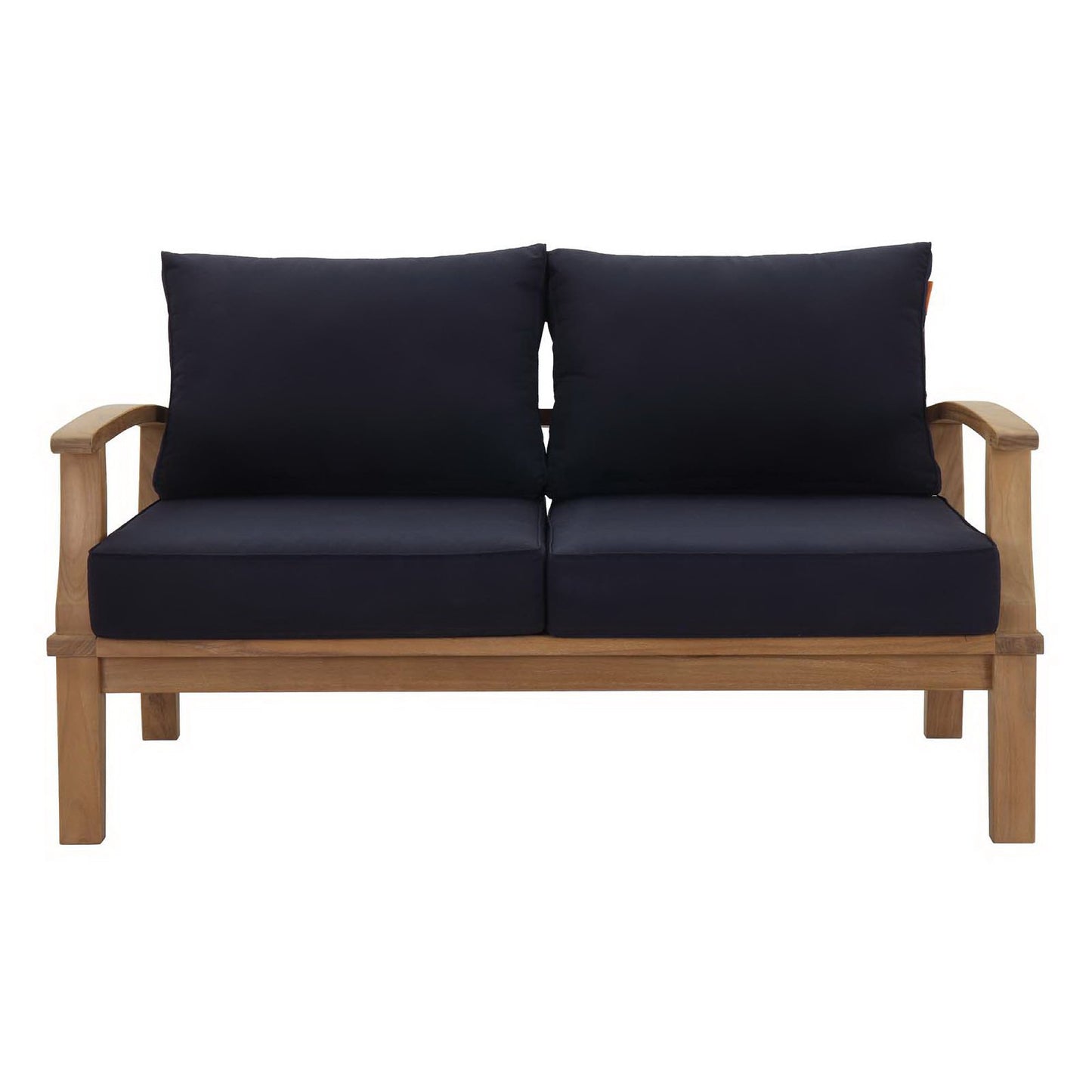 Cove Outdoor Patio Teak Loveseat in Natural Navy