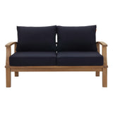 Cove Outdoor Patio Teak Loveseat in Natural Navy
