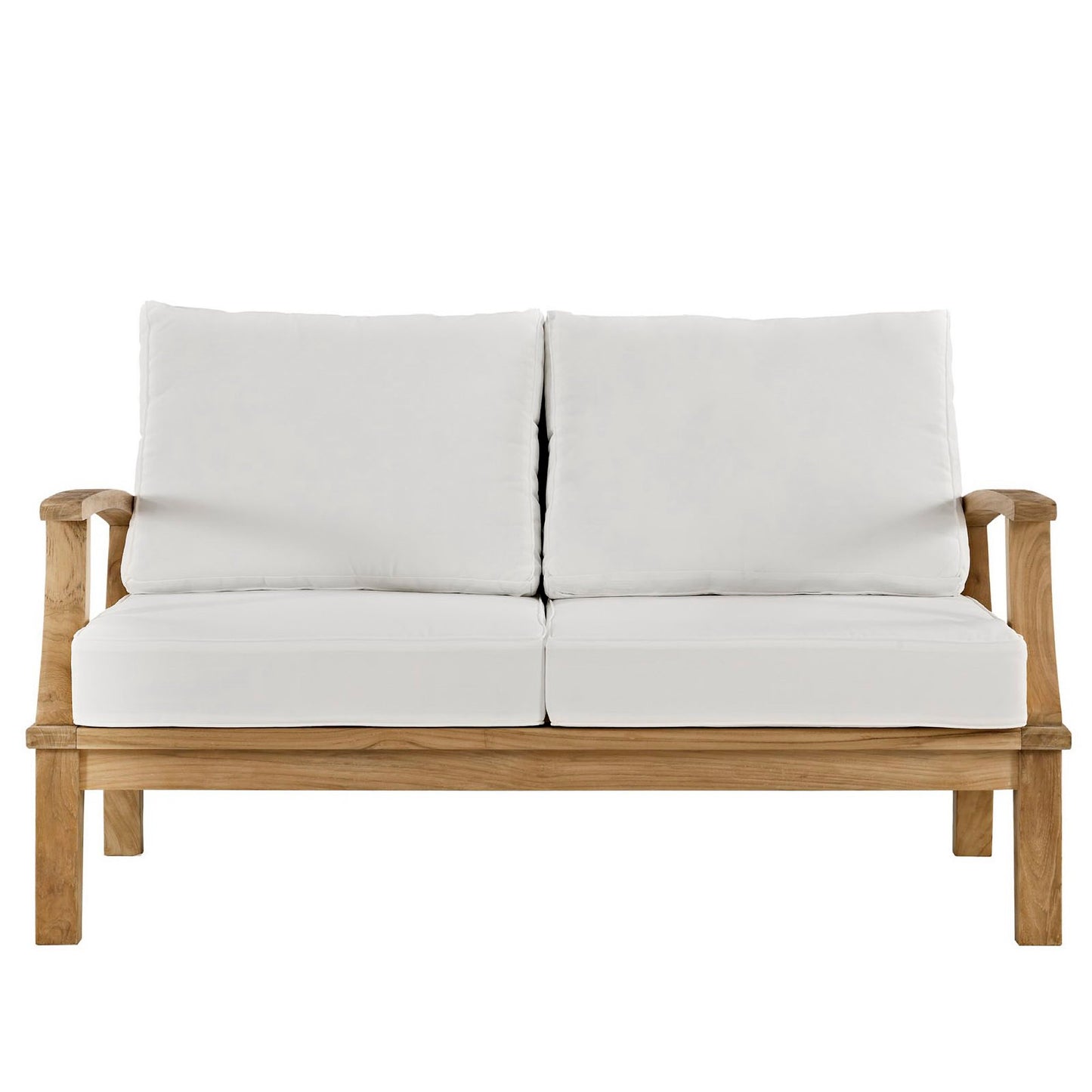 Cove Outdoor Patio Teak Loveseat in Natural White