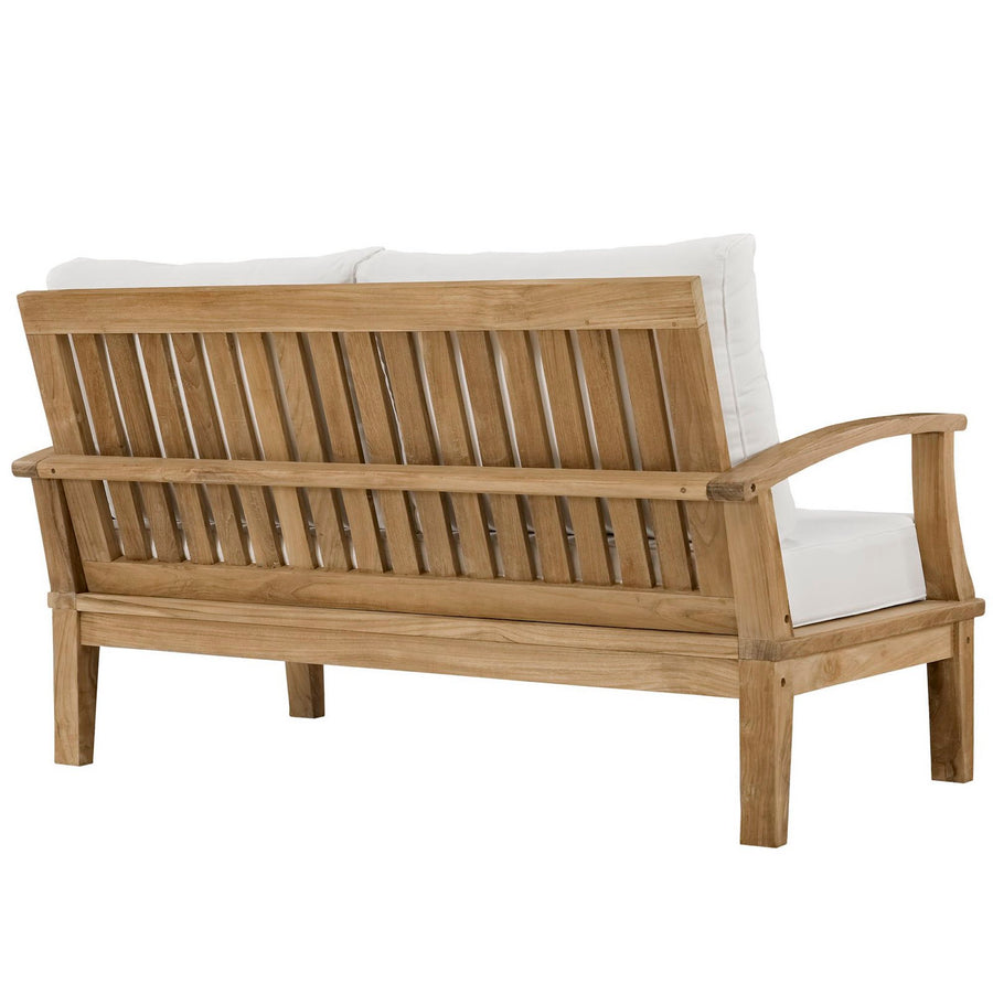 Cove Outdoor Patio Teak Loveseat in Natural White