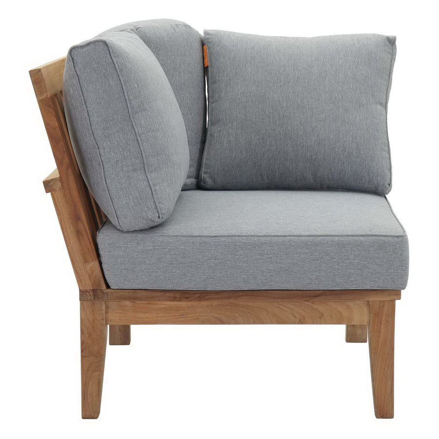 Cove Outdoor Patio Teak Corner Sofa in Natural Gray