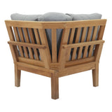 Cove Outdoor Patio Teak Corner Sofa in Natural Gray