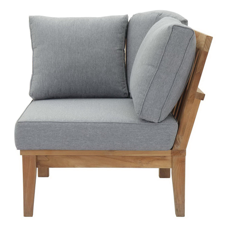 Cove Outdoor Patio Teak Corner Sofa in Natural Gray